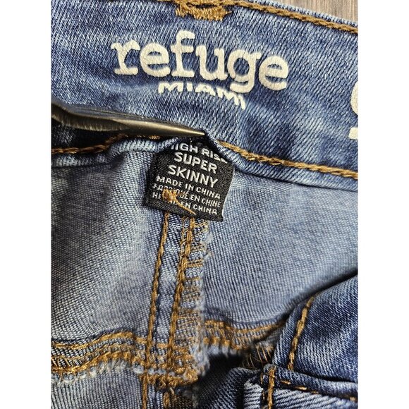 (3/$35) Refuge Miami Jeans Womens 9 Blue High Rise Super Skinny Stretch Denim - Picture 5 of 12
